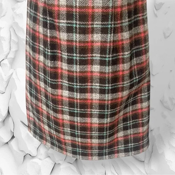 Boden British Tweed by Moon Plaid Dress Size US 6R UK 10R Brown Pink - Picture 4 of 16